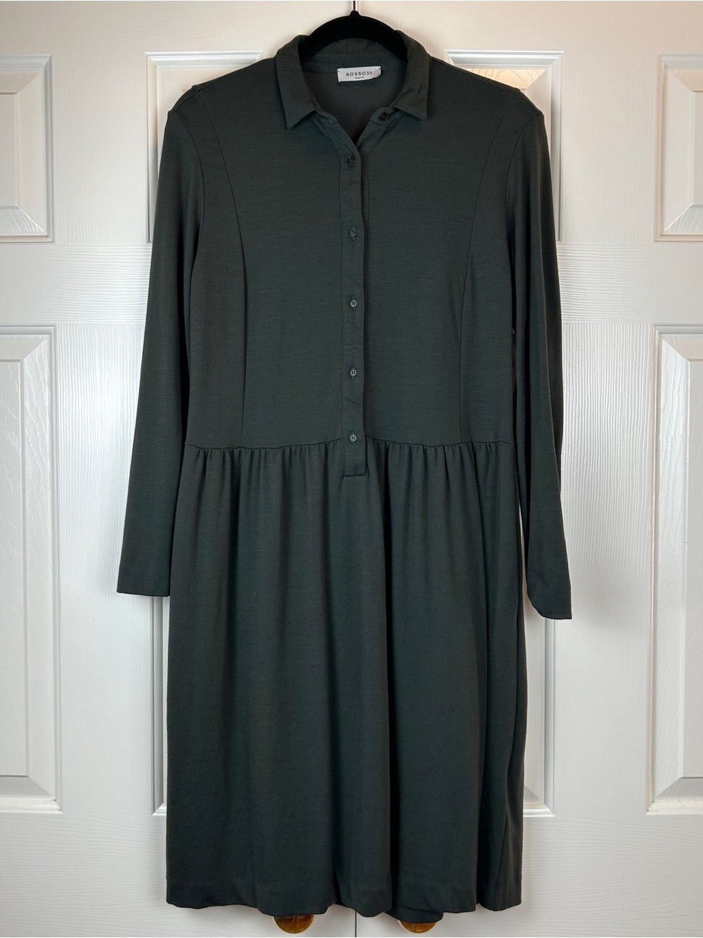 ROSSO35 Genova Made in Italy Wool Blend Shirt Dress